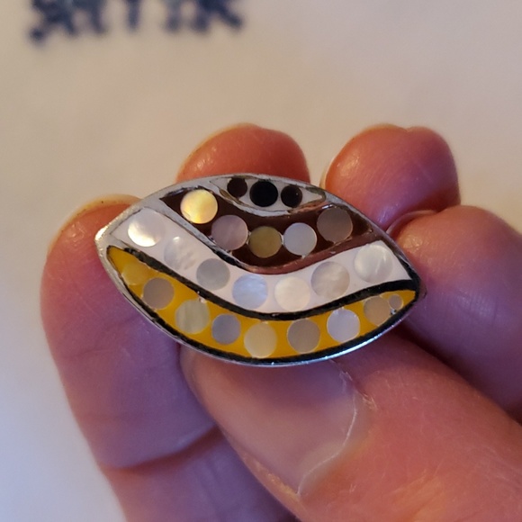 Sterling silver pendant and earrings set inlaid with mother of pearls - Picture 9 of 16